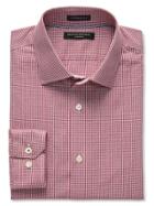 Banana Republic Mens Camden Fit Red Gingham Non Iron Shirt Size L Tall - Crimson Red