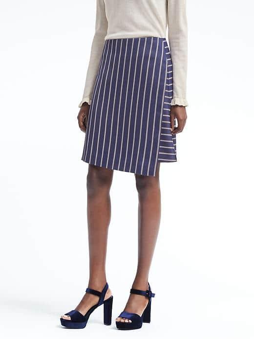 Banana Republic Womens Stripe Crossover Skirt - Medium Blue