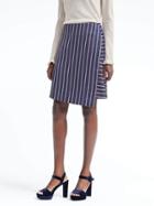 Banana Republic Womens Stripe Crossover Skirt - Medium Blue
