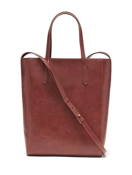 Banana Republic Womens Vegan Leather Mini Tote Oxblood Red Size One Size