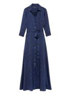 Banana Republic Womens Petite Snake-print Maxi Shirt Dress Deep Blue Size 12