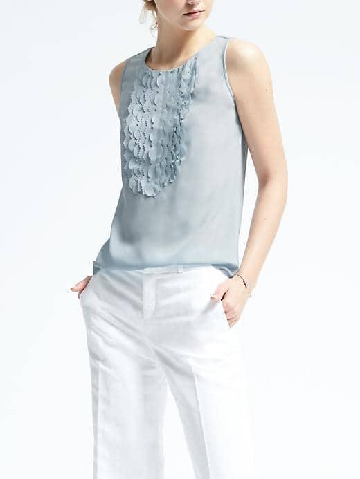Banana Republic Womens Scallop Front Top - Cerulean Blue