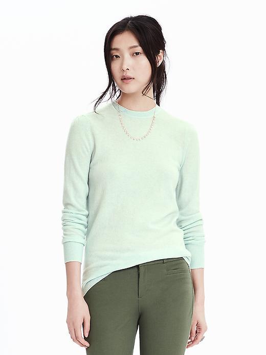 Banana Republic Womens Puff Sleeve Crew Pullover Size L - Aqua Mint