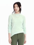 Banana Republic Womens Puff Sleeve Crew Pullover Size L - Aqua Mint