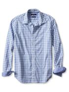 Banana Republic Mens Camden Fit Custom 078 Wash Heathered Gingham Shirt Size L Tall - Light Blue Heather