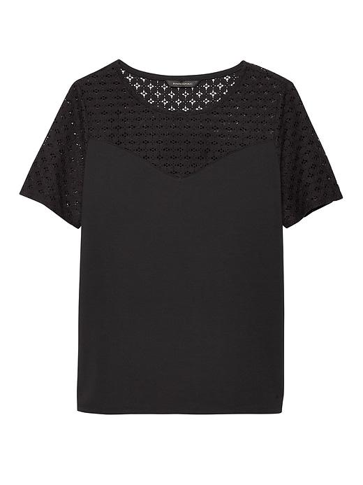 Banana Republic Womens Lace Sweetheart Ponte Top Black Size Xs