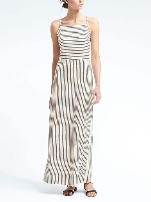 Banana Republic Womens Knit Stripe Maxi Dress - Black Stripe