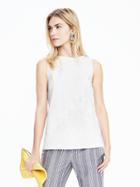 Banana Republic Womens Embroidered Floral Sleeveless Top Size L - White