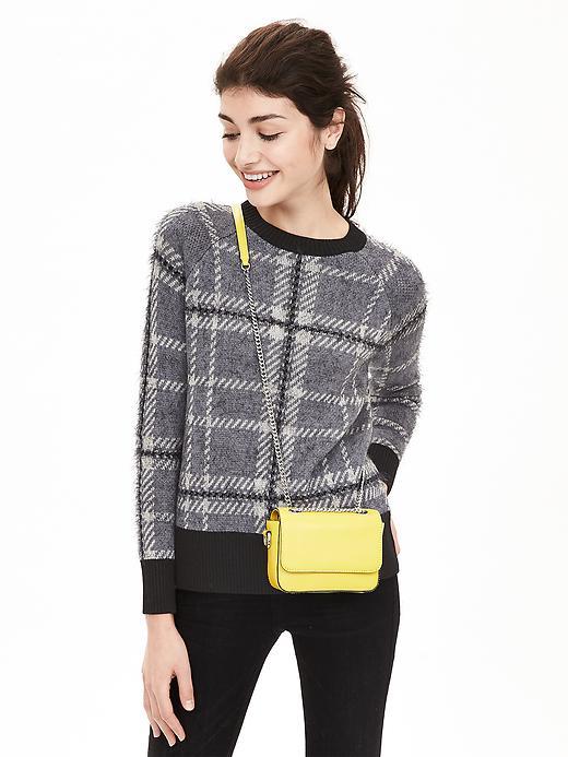 Banana Republic Womens Blocked Plaid Pullover Size L - Black
