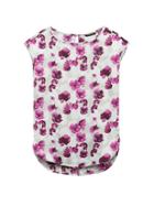Banana Republic Womens Petite Floral High-low Curved Hem Top Purple Poppy Size Xxs