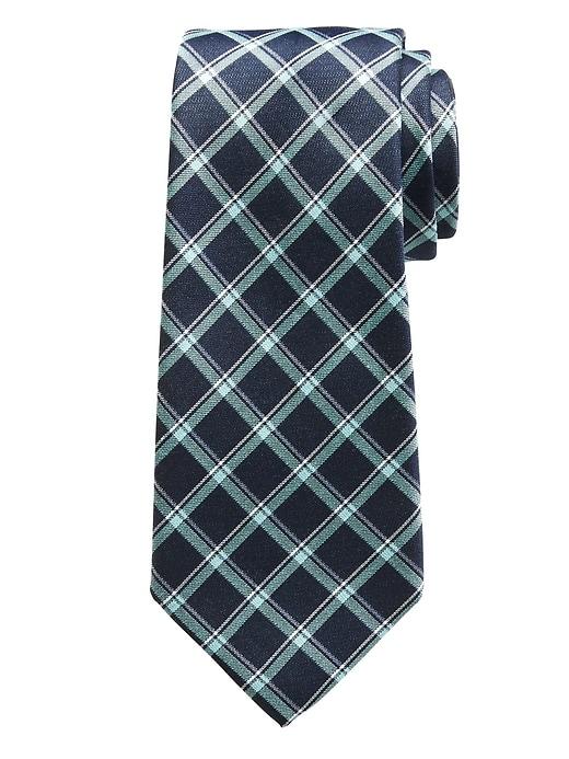 Banana Republic Mens Double Check Nanotex Tie Navy Size One Size