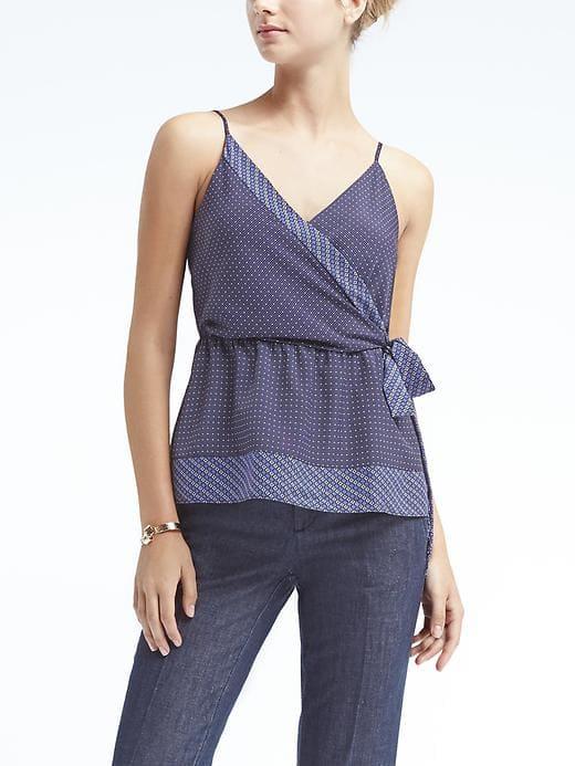 Banana Republic Easy Care Dot Wrap Tank - Blue Print