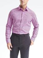 Banana Republic Mens Camden Fit Supima Cotton Micro Plaid Shirt - Pink