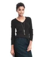 Banana Republic Button Back Vee Pullover Sweater - Black