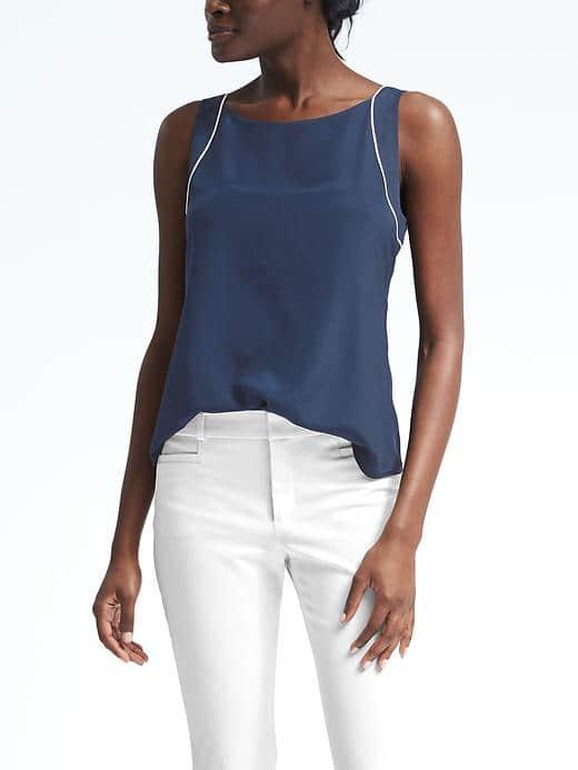 Banana Republic Womens Cutaway Framed Top - Navy