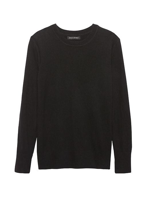 Banana Republic Womens Petite Italian Merino-blend Crew-neck Sweater Black Size L