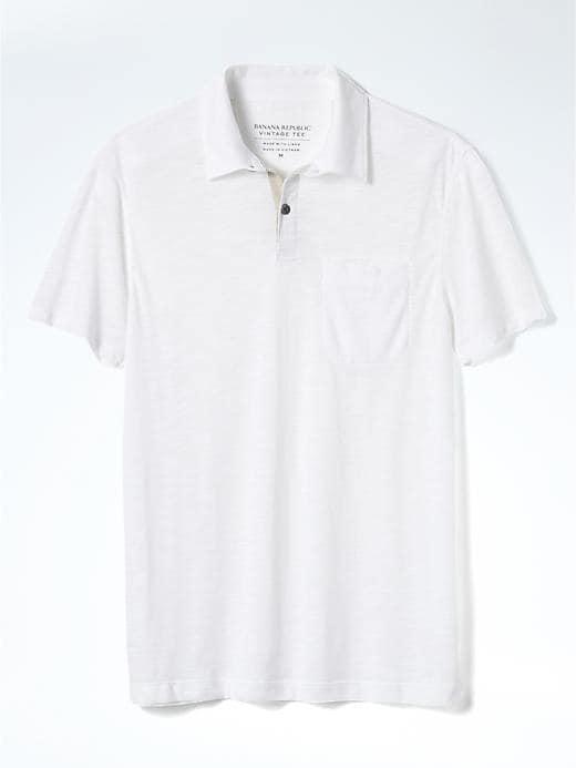 Banana Republic Mens Soft Wash Pocket Polo - White