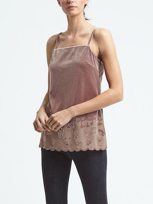Banana Republic Womens Limited Edition Lasercut Velvet Top - Jet Gray