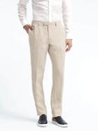 Banana Republic Mens Slim Heritage Cream Linen Suit Trouser - Cream