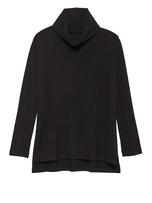 Banana Republic Womens Cozy Ribbed Turtleneck T-shirt Black Size M