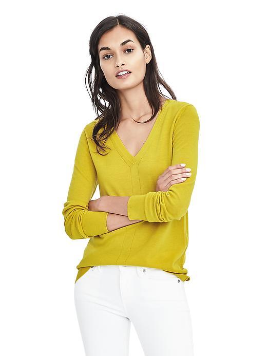 Banana Republic Womens Merino Sweater Vee - Bright Celery