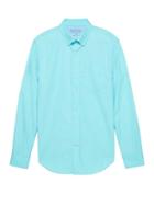 Banana Republic Mens Grant Slim-fit Luxe Poplin Shirt Teal Ocean Size S