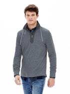 Banana Republic Mens Waffle Knit Half Zip Size L Tall - Gray Heather