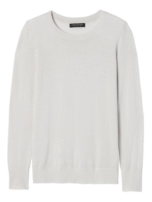Banana Republic Womens Merino Pullover Crew - Heather Gray