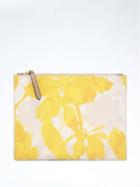 Banana Republic Mixed Floral Double Zip Pouch - Yellow