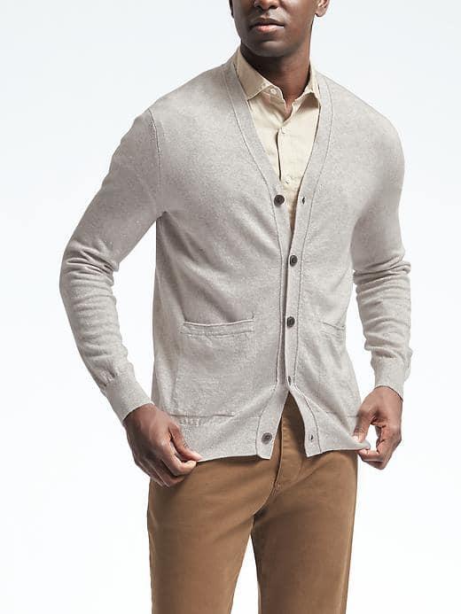Banana Republic Mens Heritage Cashmere Linen Cardigan - Millstone