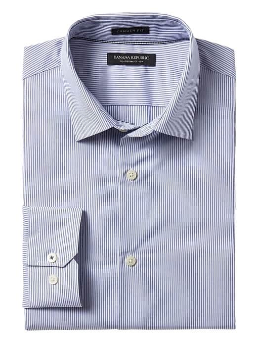Banana Republic Mens Camden Standard Fit Supima Cotton Stripe Shirt - Anchor Royal