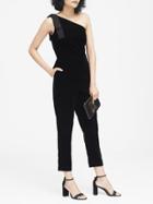 Banana Republic Womens Velvet One-shoulder Jumpsuit Black Size 2