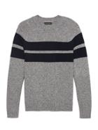 Banana Republic Mens Br X Kevin Love   Air Spun Stripe Crew-neck Sweater Gray With Navy Size Xs