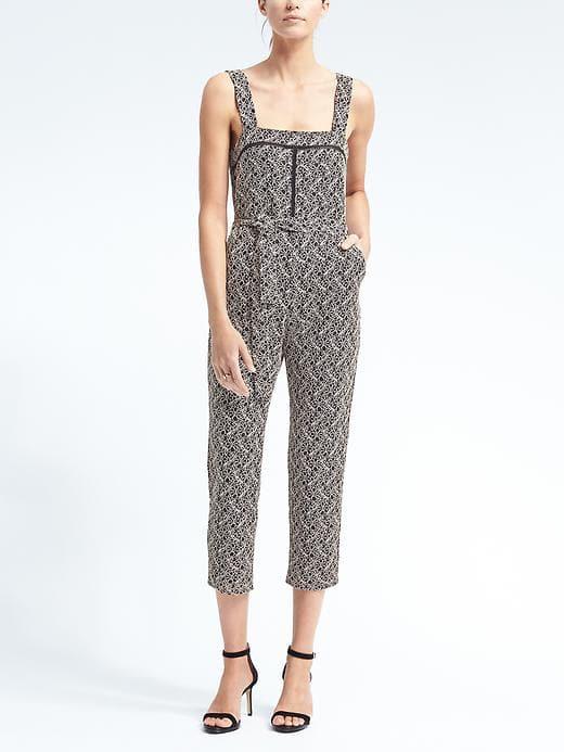 Banana Republic Belted Jumpsuit With Ladder Lace - Navy Print