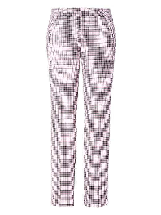 Banana Republic Womens Sloan Plaid Zip Pocket Pant - Pink Plaid