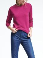 Banana Republic Womens Italian Cashmere Blend Rope Trim Pullover - Magenta Sky