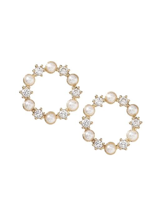 Banana Republic Womens Pearl Circle Stud Earring Gold Size One Size