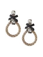 Banana Republic Womens Jeweled Ribbon Clip-on Statement Earring Black Size One Size