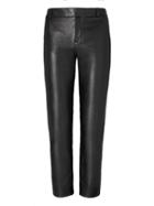 Banana Republic Womens Petite Avery Straight-fit Vegan Leather Moto Ankle Pant Black Size 0