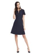 Banana Republic Womens Short Sleeve A Line Vee Neck Dress - Preppy Navy
