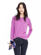 Banana Republic Womens Tipped Italian Cashmere Blend Sweater Size L - Violet
