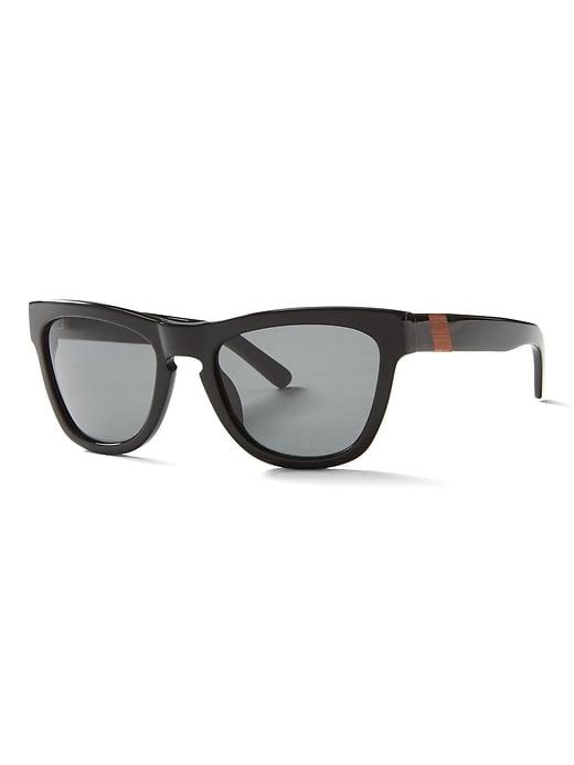 Banana Republic Womens Westward Leaning   Pioneer Sunglasses Black With Reclaimed Redwood Inlay Size One Size