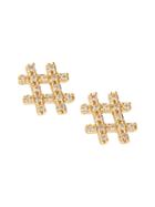 Banana Republic Womens Pave Hashtag Stud Earring Gold Size One Size