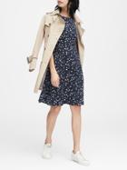 Banana Republic Womens Floral Racerback Fit-and-flare Dress Navy Blue Size 4