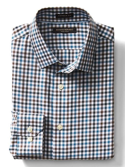 Banana Republic Mens Camden Fit Non Iron Multi Gingham Shirt - Blue Multi