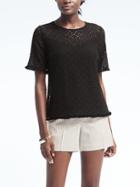 Banana Republic Womens Pom Pom Lace Top - Black