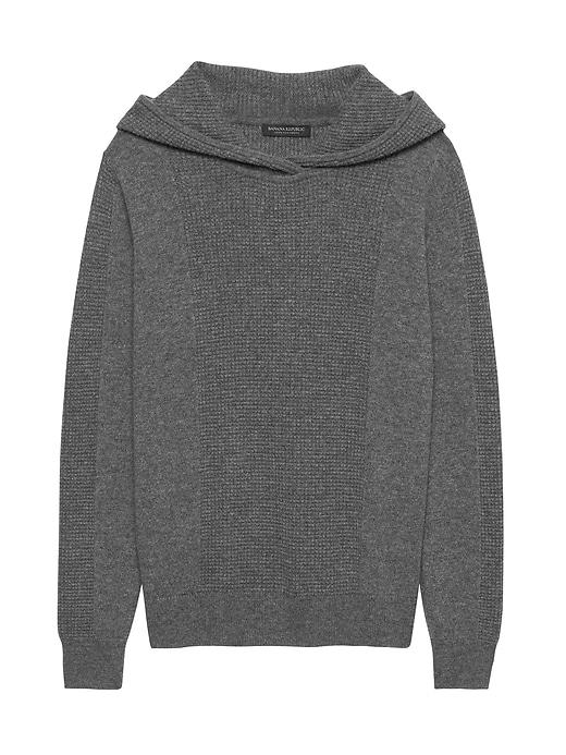 Banana Republic Womens Cashmere Waffle-knit Hoodie Medium Heather Gray Size Xl
