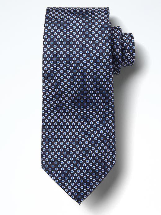 Banana Republic Mens Geo Dots Silk Nanotex Tie - Blue Dusk