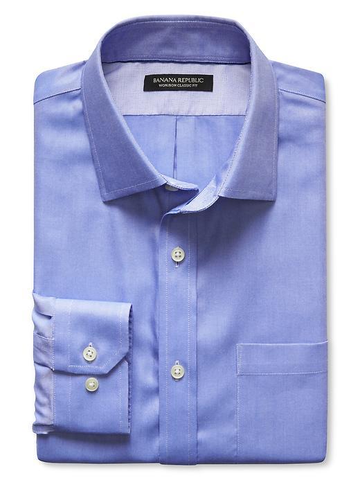 Banana Republic Mens Classic Fit Non Iron Solid Shirt Size L Tall - Blue