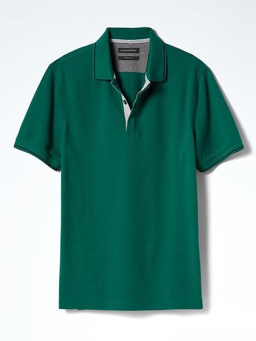 Banana Republic Mens Tipped Pique Polo - Green